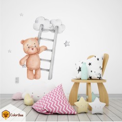 Vaikiškas interjero lipdukas "teddy bear with ladder"